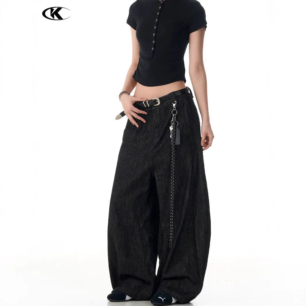 Black Tapered Jeans for Men and Women Casual Wide-Leg Long Pants Markonline