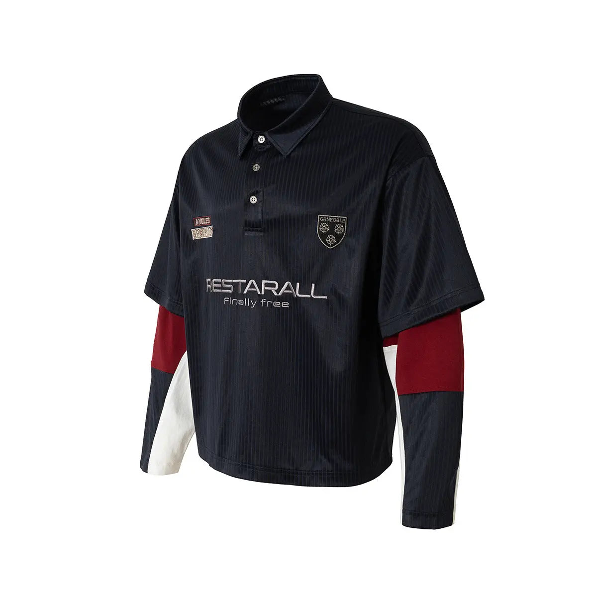 Long sleeved sports fake two piece lapel polo shirt Markonline