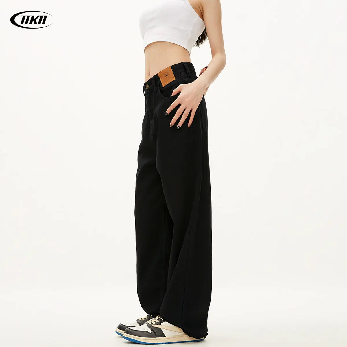 Black Straight Jeans for Men and Women Loose Fit Trendy Slim Wide Leg Stacked Long Pants Markonline