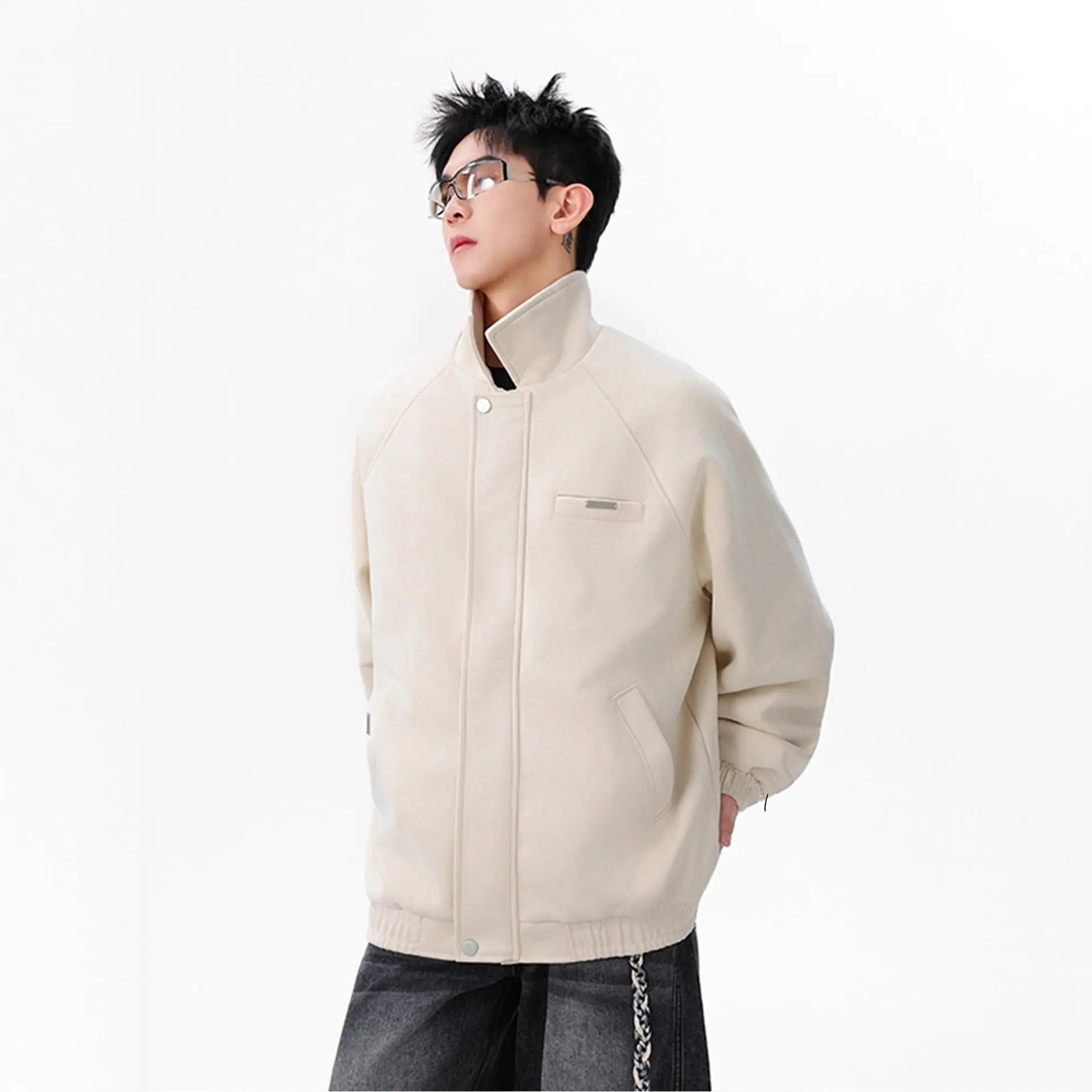 Streetwear Casual Lapel Workwear Suede Jacket for Men and Women, Autumn Winter Style Loose Fit Stand Collar Coat Markonline