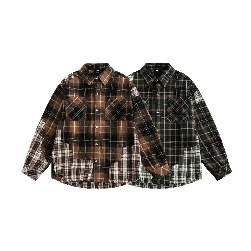 Splicing plaid shirt for men eprolo