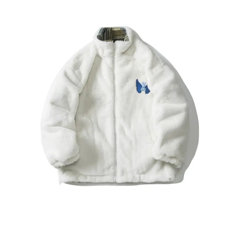 Imitation rabbit plush reversible lamb wool trendy men and women couple clothing cotton coats thickened and warm Markonline