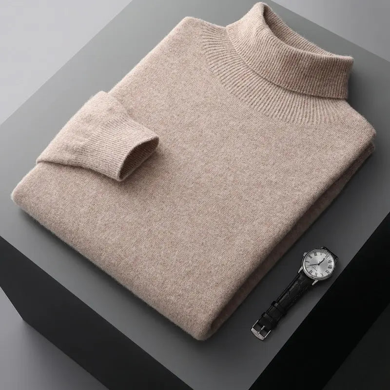 Men's high collar pullover sweater for autumn and winter, loose knit base sweater for men Markonline