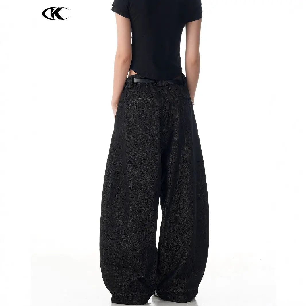 Black Tapered Jeans for Men and Women Casual Wide-Leg Long Pants Markonline
