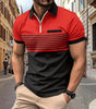 Polo Zipper Men's Printed Striped Polo Shirt Markonline