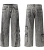 Washed Gray Workwear Jeans with Multiple Pockets for Men and Women Markonline