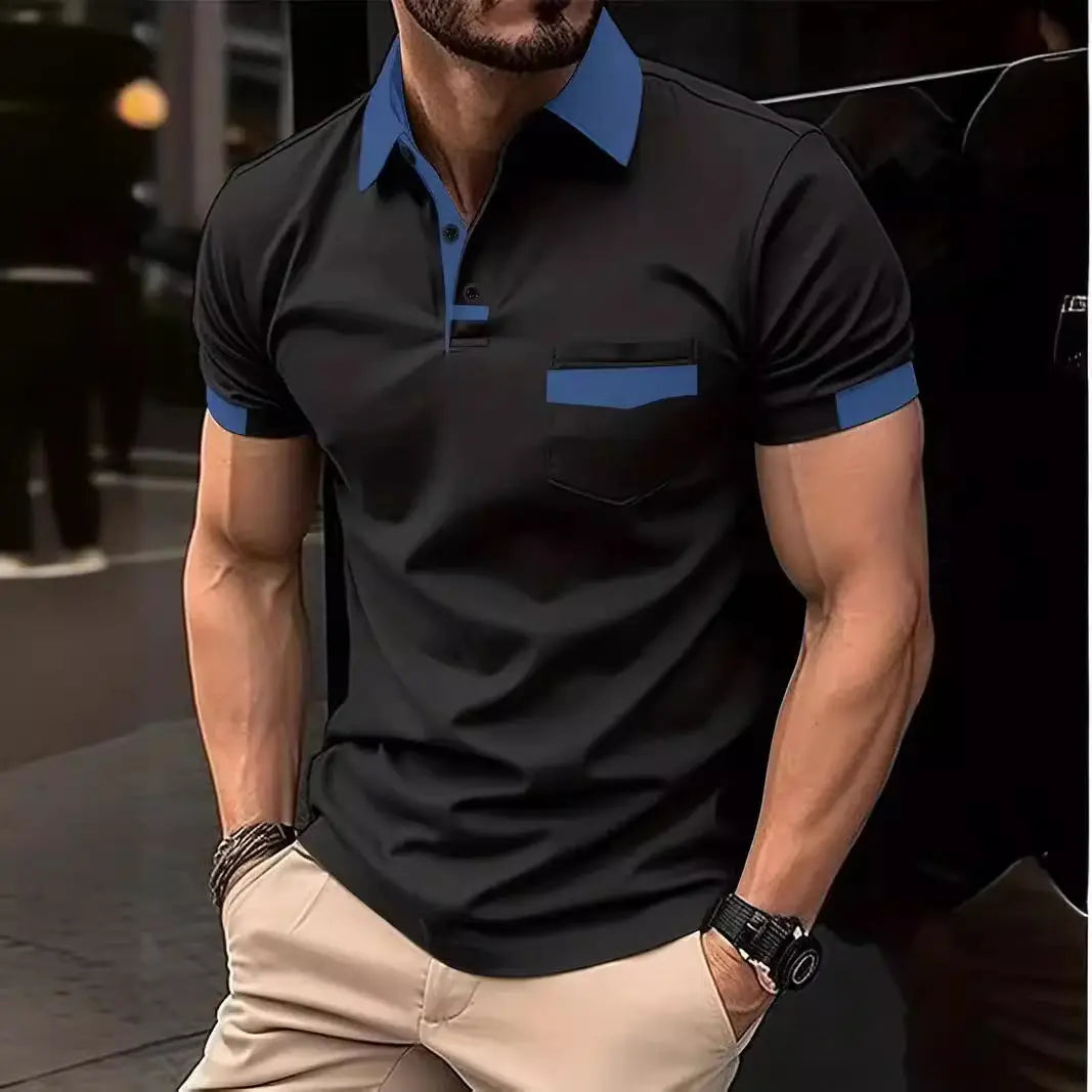 Color blocked pocket polo shirt sports polo shirt Markonline