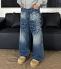 Vintage washed vintage lightning patterned jeans for men Markonline