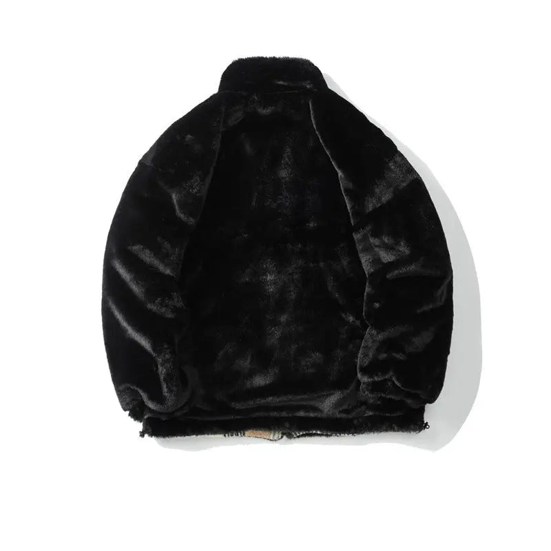 Imitation rabbit plush reversible lamb wool trendy men and women couple clothing cotton coats thickened and warm Markonline