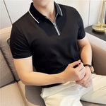 Men's Polo Shirt Short Sleeve Zipper Collar T-Shirt Markonline