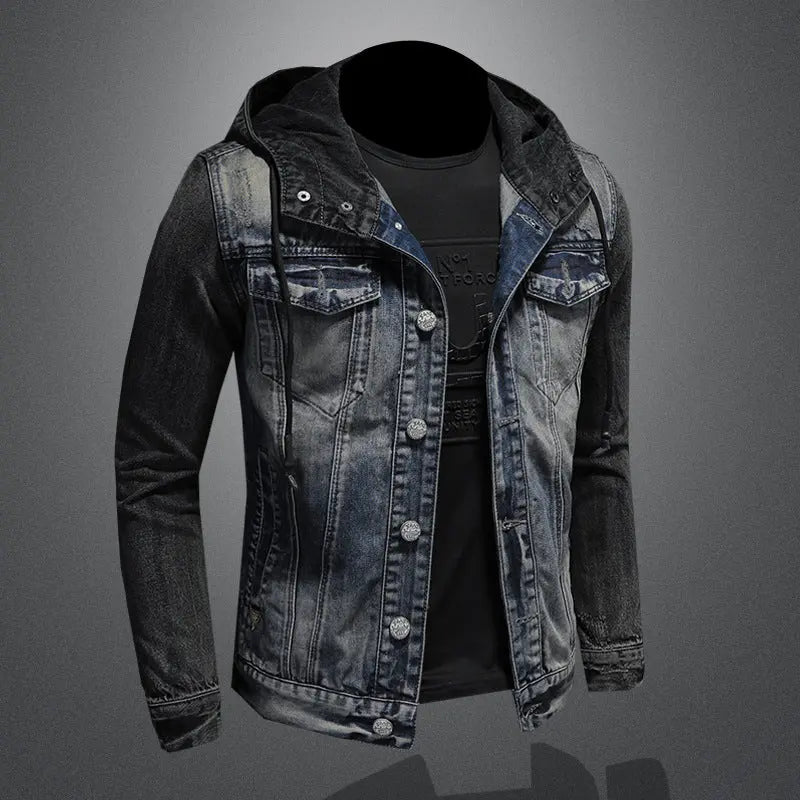 Hooded Denim Jacket for Men Spring Casual Oversized Fit Coat Markonline