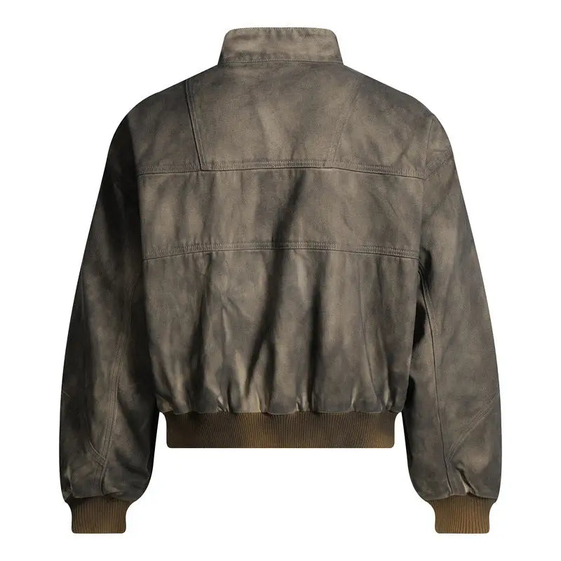 Style Streetwear Retro Tie-Dye Jacket for Men, Stand-Up Collar Pilot Jacket, High-End Edgy Short Coat eprolo