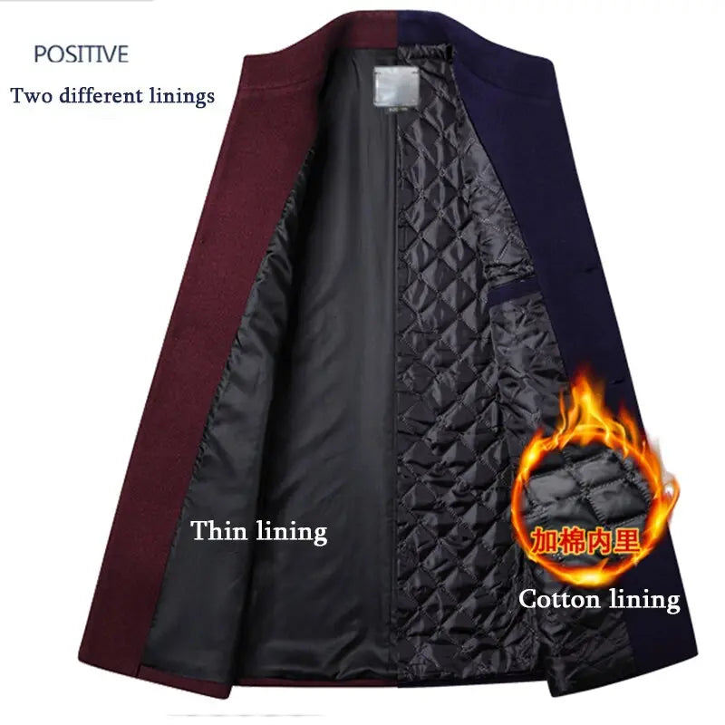 New Brand Autumn Winter 30% Wool Men Thick Coats Stand Collar Male Fashion Wool Blend Jackets Outerwear Smart Casual Trench Markonline