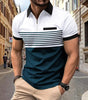 Polo Zipper Men's Printed Striped Polo Shirt Markonline