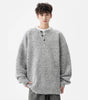 Heavyweight Henley Neck Sweater for Men, Autumn Winter New Thick Wool Knitwear, Loose Warm Pullover Knit Sweater Markonline