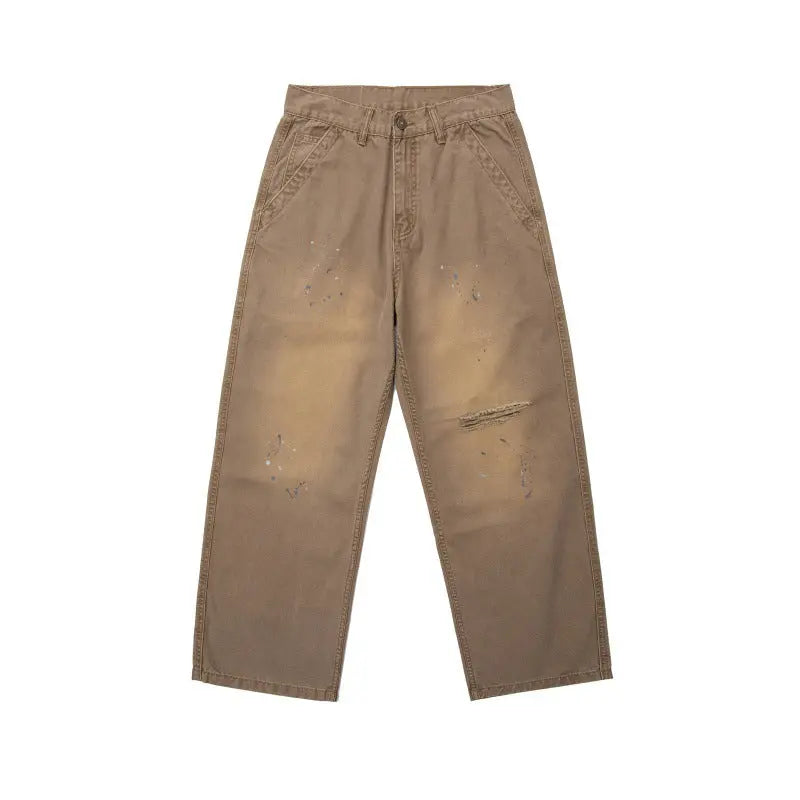 Splatter Graffiti Loose Washed Ripped Denim Pants Men Markonline