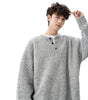 Heavyweight Henley Neck Sweater for Men, Autumn Winter New Thick Wool Knitwear, Loose Warm Pullover Knit Sweater Markonline
