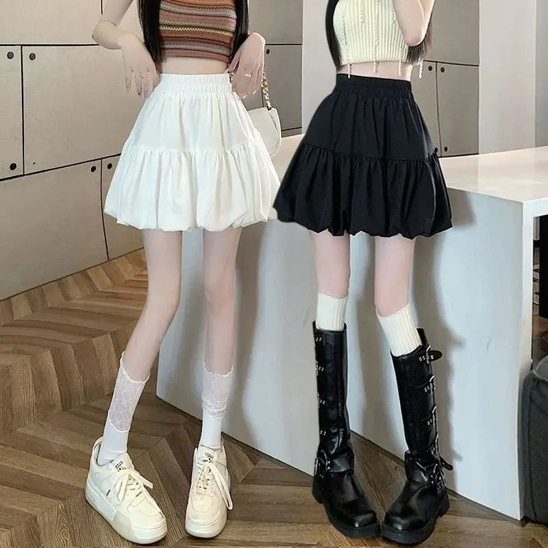 Elastic Waist Bubble Skirt Women Sweet  Slimming A-line Short Skirt Markonline