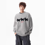 Flocked Dog Pattern Knit Sweater for Men and Women Winter Fashion Brand Loose Warm Knitwear College Style Couple Sweater Markonline