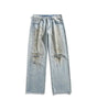 Washed and worn knee hole loose jeans for men eprolo