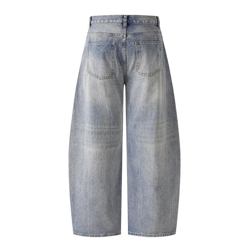 Water washed distressed wide leg jeans for men Markonline