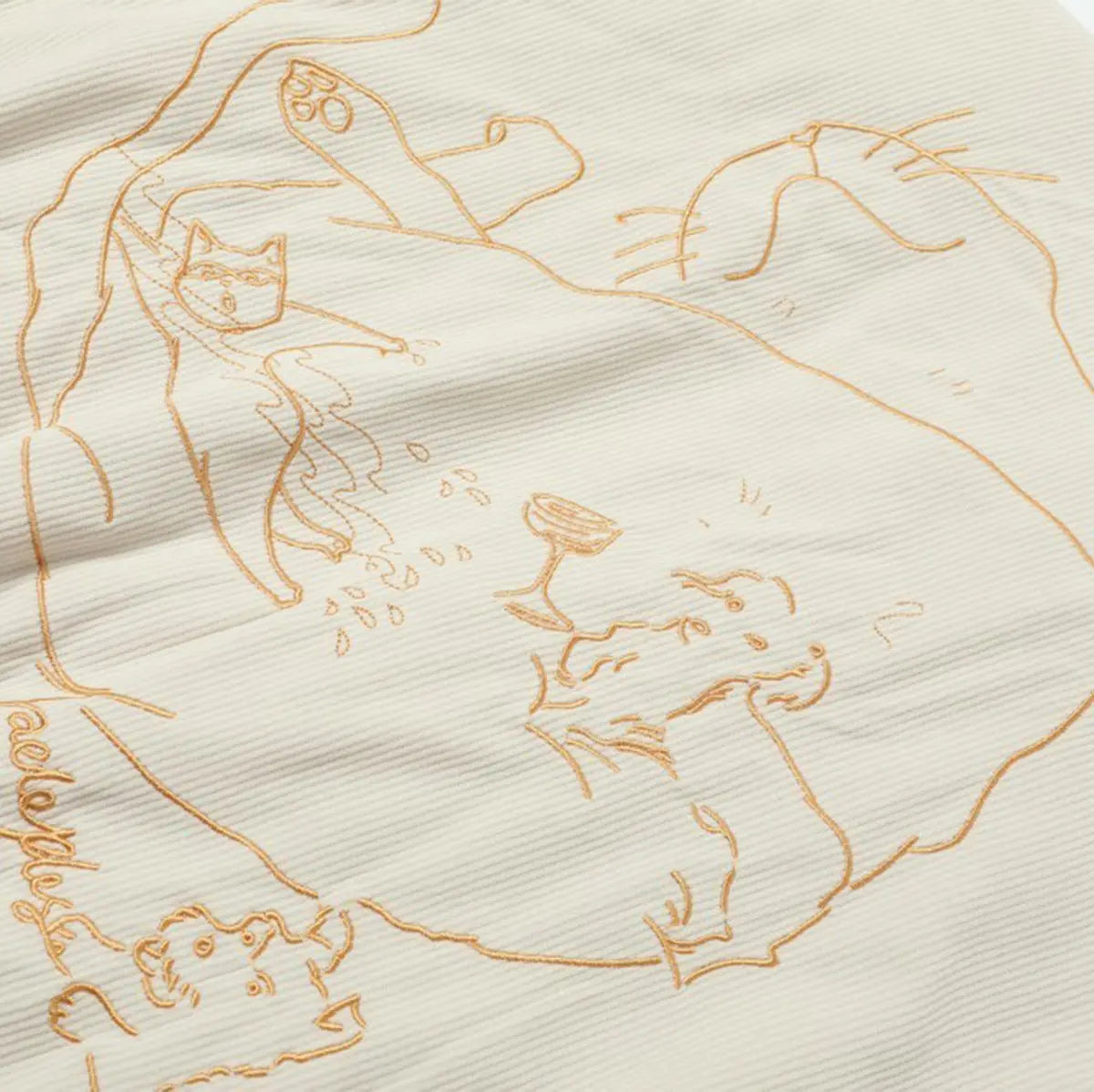 Embroidered corduroy cotton jacket for men eprolo