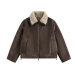 Brown lambhair coat for men Markonline