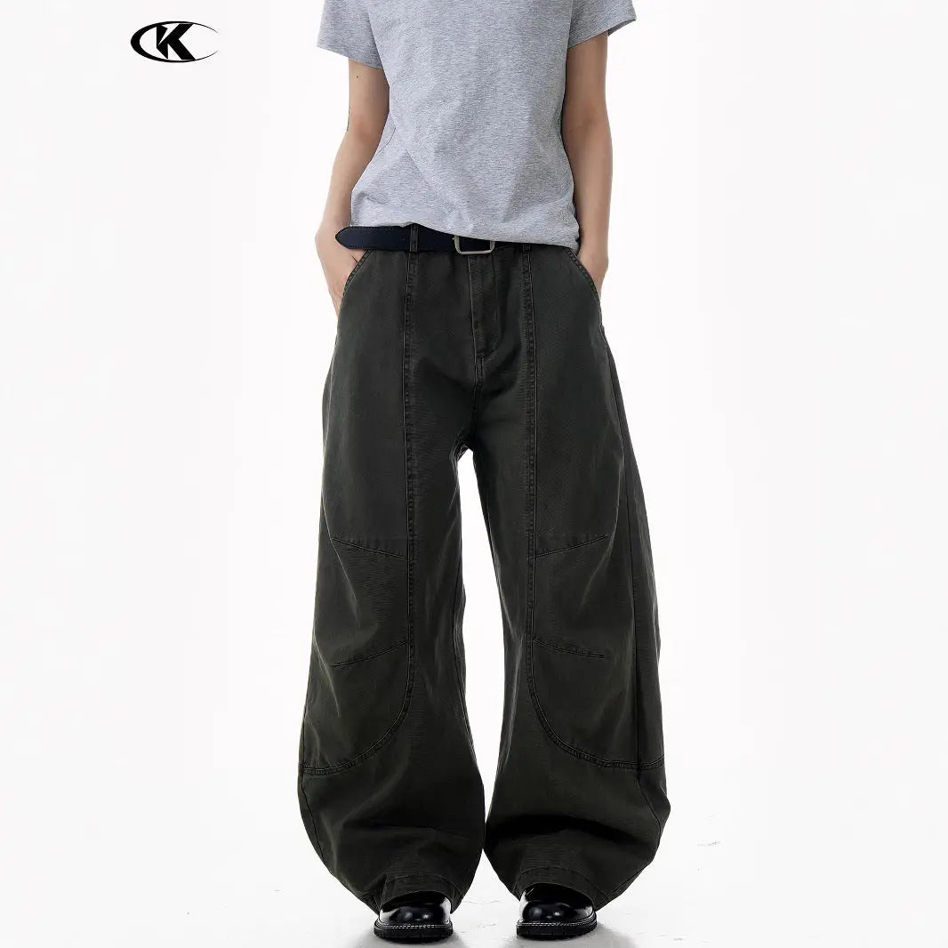 Tapered Workwear Casual Pants for Men and Women Unisex Slimming Loose Fit Banana Wide-Leg Long Pants Markonline