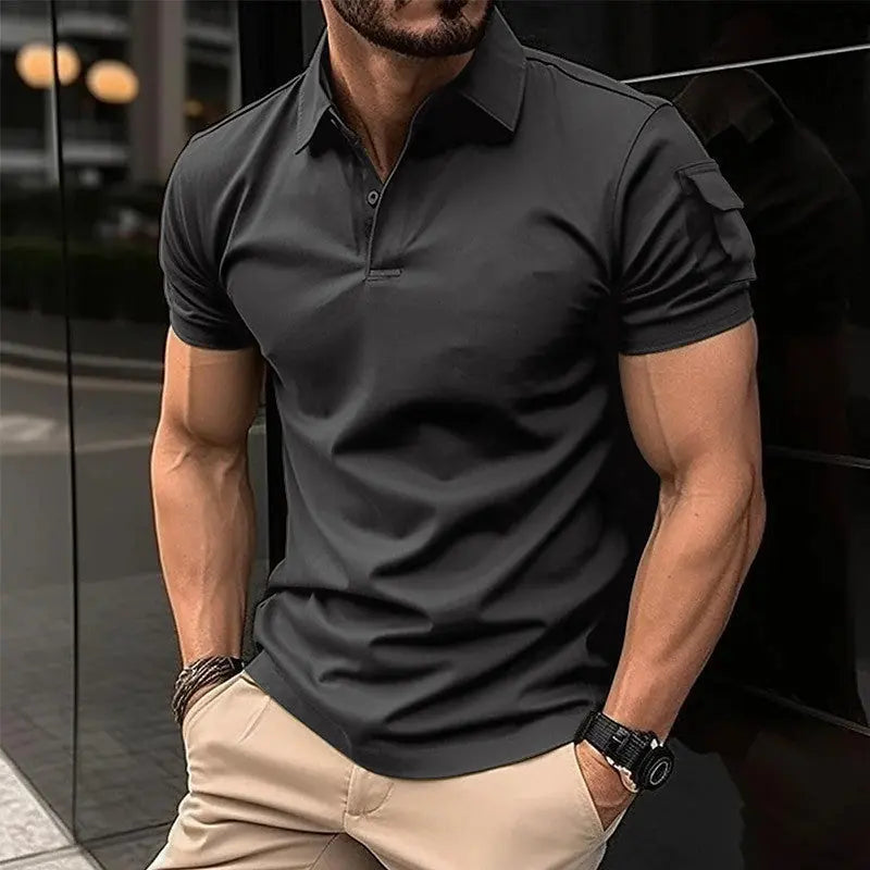 Polo shirt with collar buttons arm pockets sports polo shirt Markonline