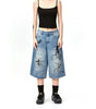 Street Graffiti Print Destroyed Hole Seven-Quarter Denim Shorts for Men Markonline