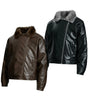 Fur-lined leather jacket motorcycle puffer coat Markonline