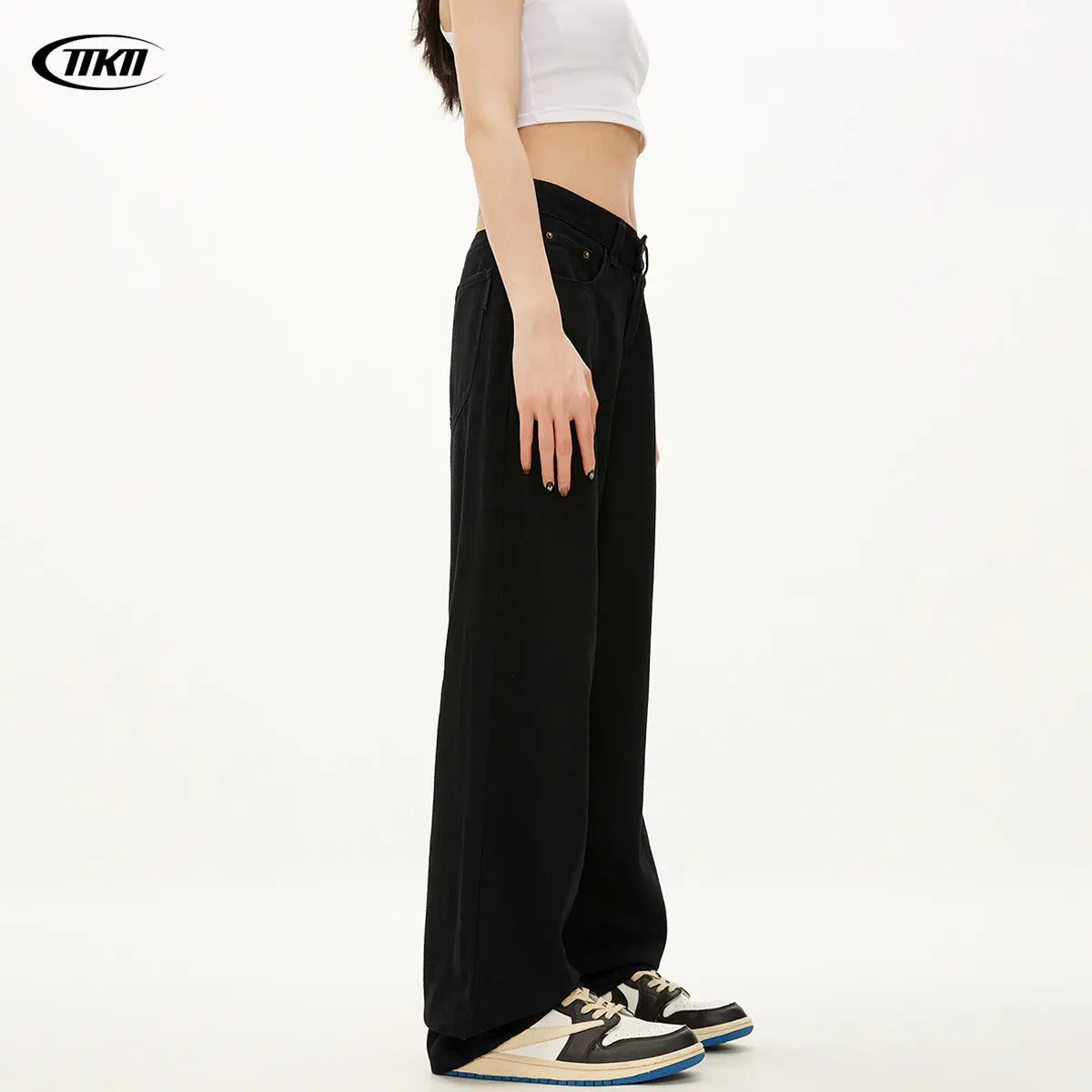Black Straight Jeans for Men and Women Loose Fit Trendy Slim Wide Leg Stacked Long Pants Markonline