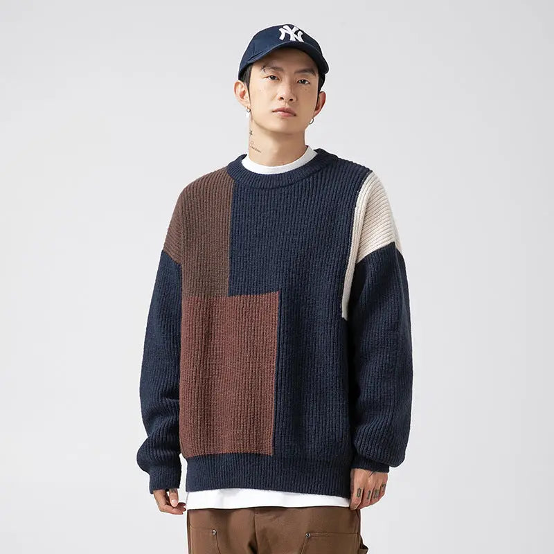 Color block splicing sweater for men Markonline
