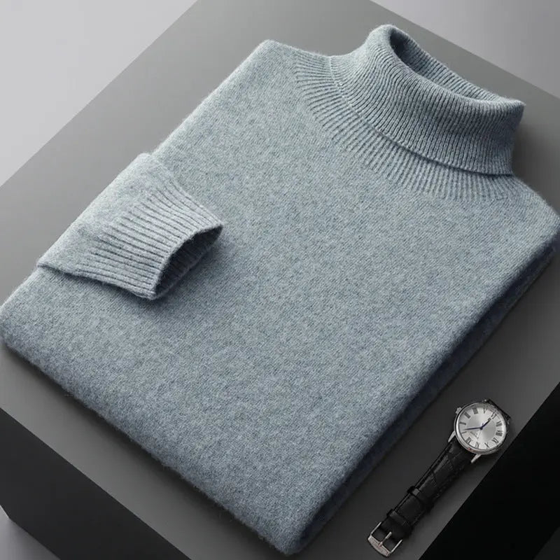 Men's high collar pullover sweater for autumn and winter, loose knit base sweater for men Markonline