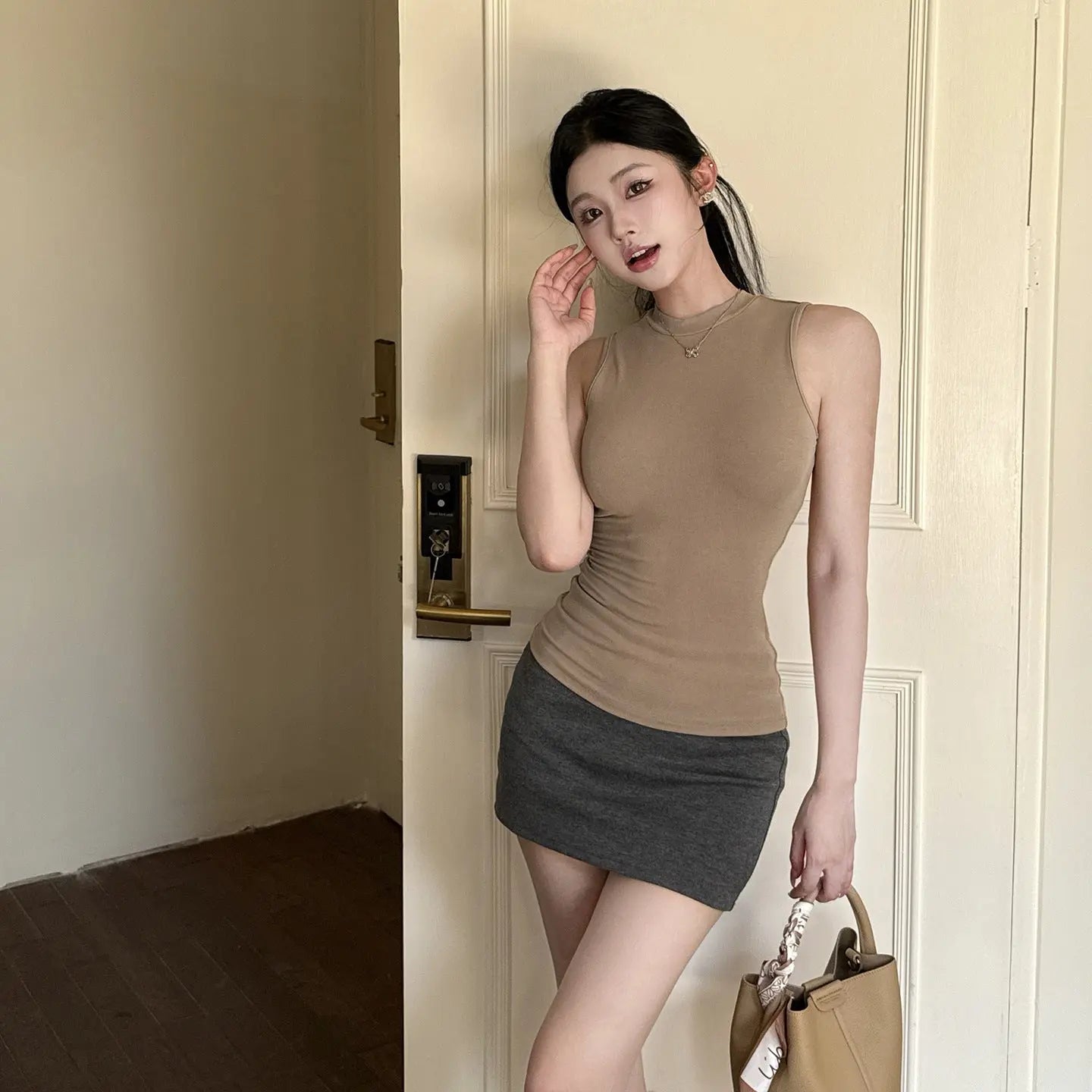 Sleeveless vest half skirt casual slimming half skirt set for women Markonline