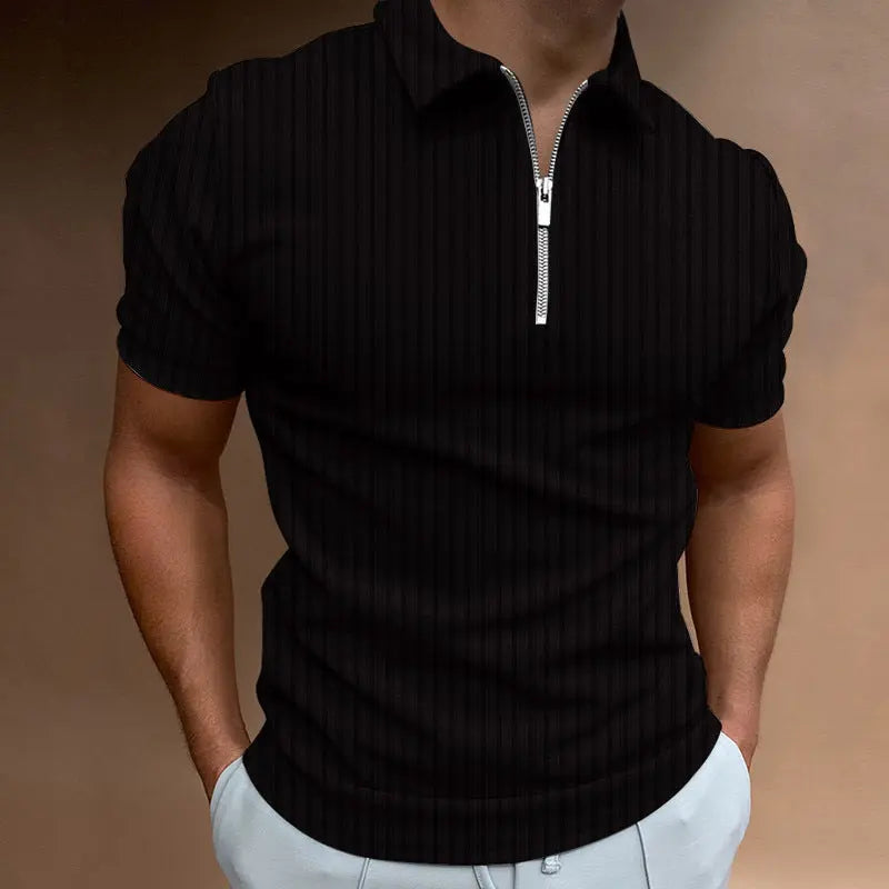 Polo shirt zipper striped men's polo shirt T-shirt Markonline