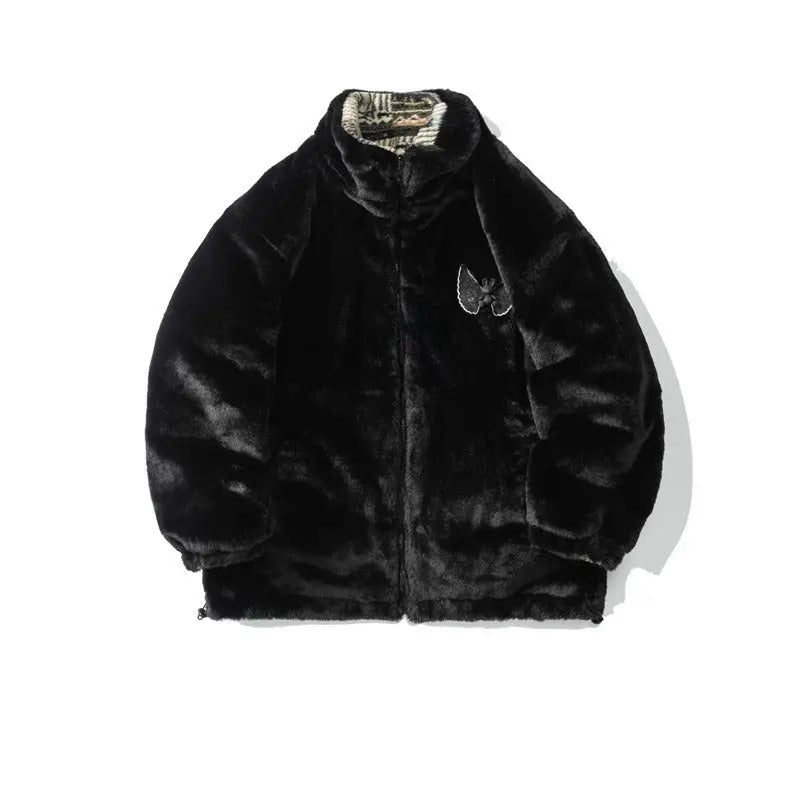 Imitation rabbit plush reversible lamb wool trendy men and women couple clothing cotton coats thickened and warm Markonline