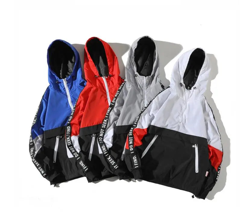 Hooded Jackets Men Block Pullover Jacket Fashion Tracksuit Coat Men Hip Hop Streetwear Jacket Men Markonline