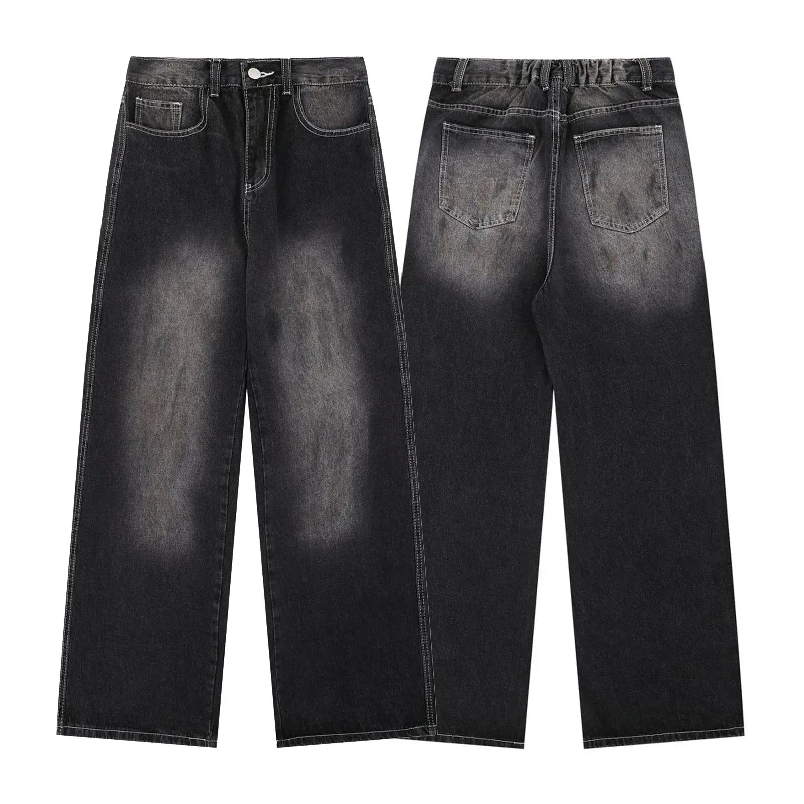 Washed Straight Jeans Men Loose Slimming Design Trousers Markonline