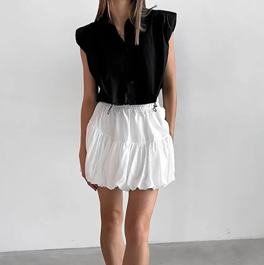 European and American minimalist high waisted skirt versatile short skirt for women eprolo