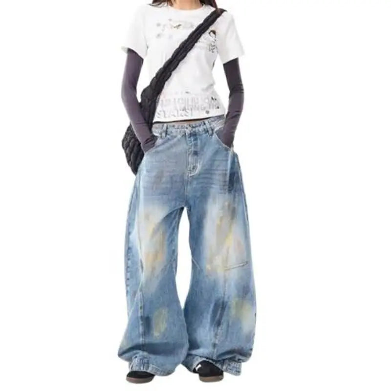 Street Style Wide-Leg Jeans with Knife Design for Men and Women Markonline