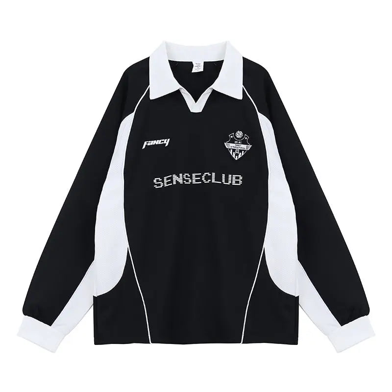 Men's Casual Sports Long Sleeve Sweatshirt Loose Trendy Polo Shirt