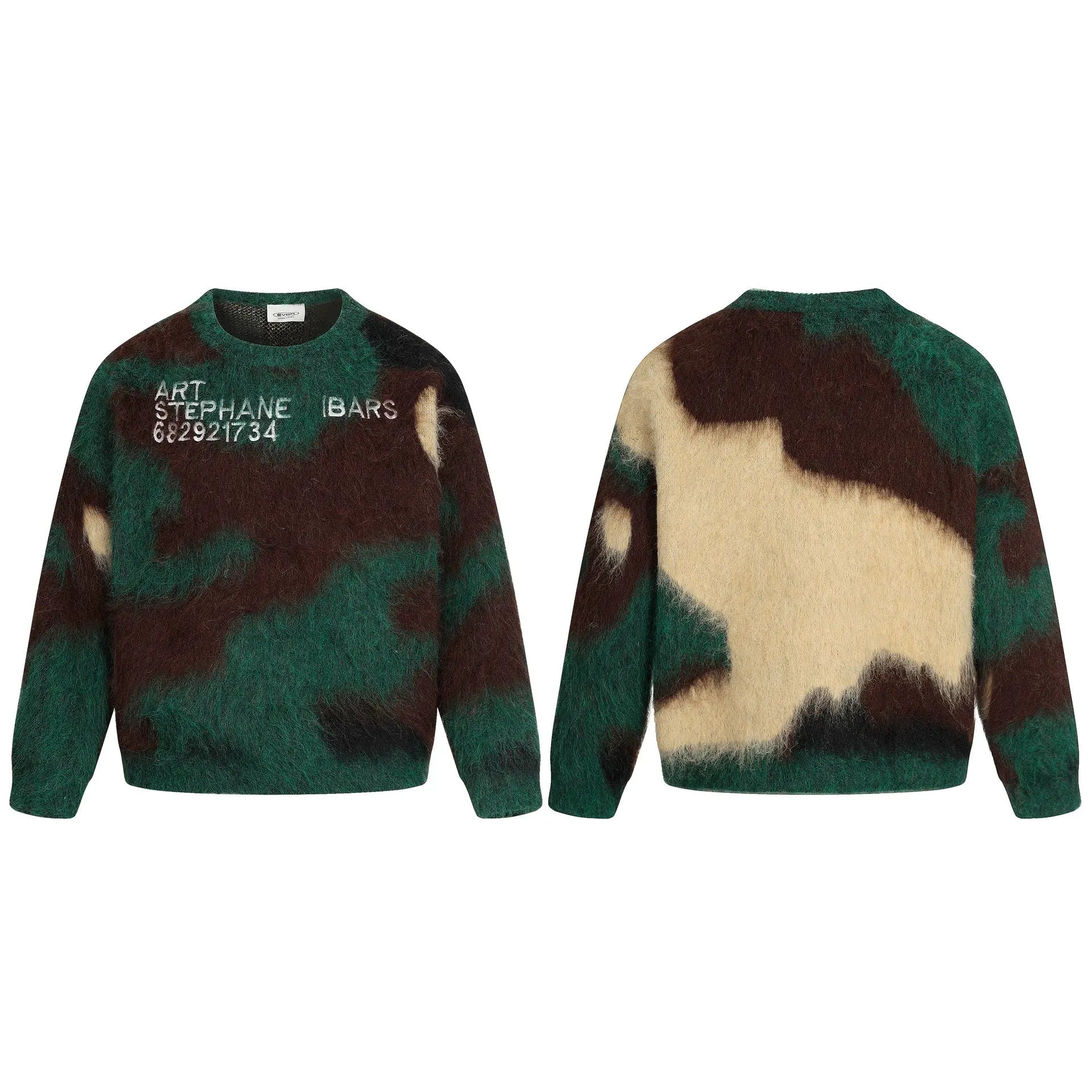 Camouflage tassel sweater with warm and velvet knit sweater for men Markonline