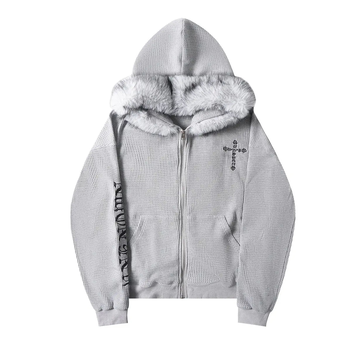 Cross Embroidered Zipper Hoodie Markonline