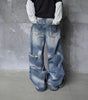 Vintage Personality Design Ripped Streetwear Loose Fit Jeans Men Hip Hop Distressed Wide Leg Long Pants Markonline