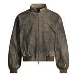 Style Streetwear Retro Tie-Dye Jacket for Men, Stand-Up Collar Pilot Jacket, High-End Edgy Short Coat eprolo