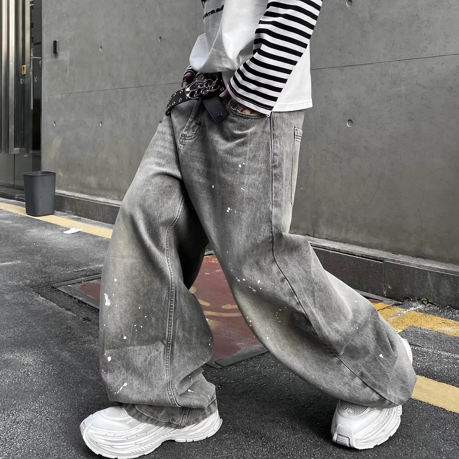 Splashing ink to wash jeans for men and women in spring Markonline