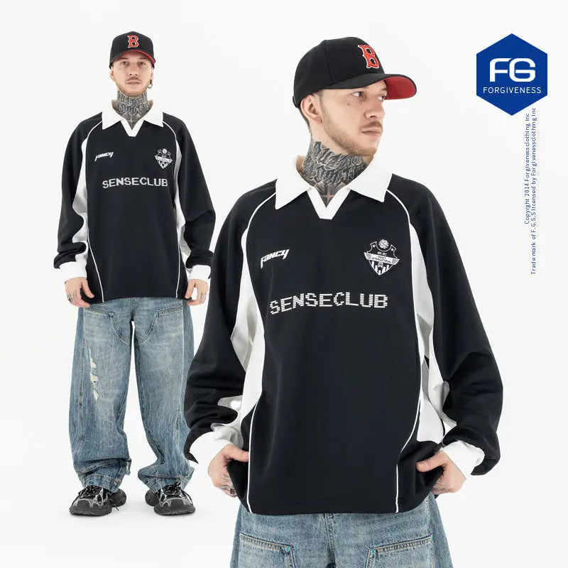 Men's Casual Sports Long Sleeve Sweatshirt Loose Trendy Polo Shirt Markonline