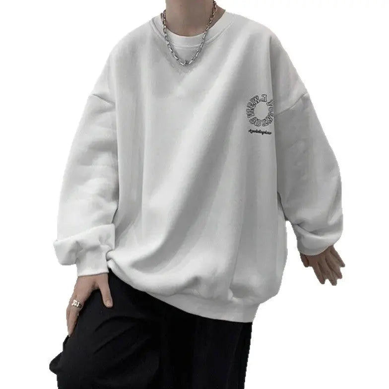 Factory Direct Supply Round Neck Hoodless Sweatshirt Men INS Autumn WinterStreet Style Loose Casual Fleece Lined Thick Outerwear eprolo