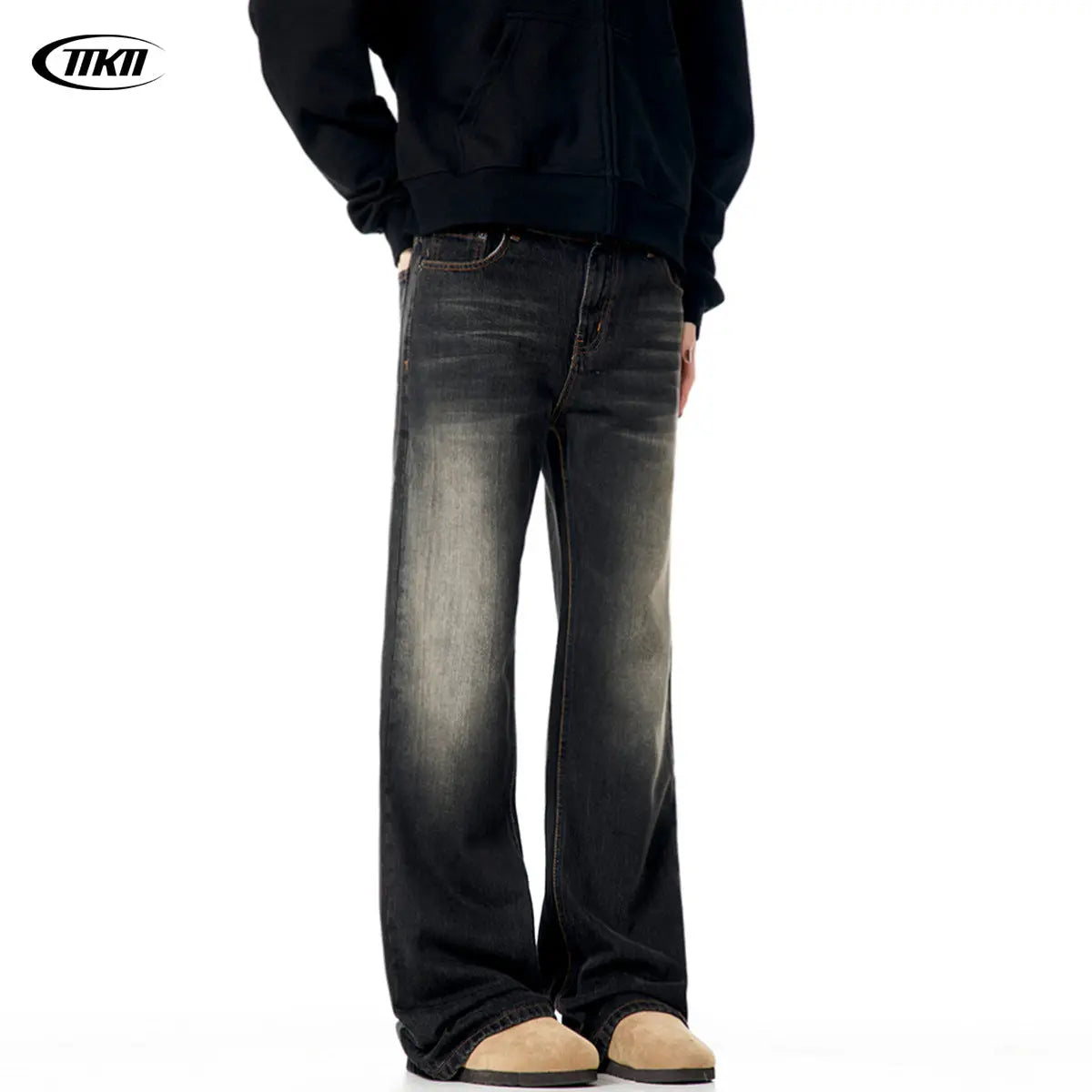 Flared Denim Pants for Men and Women Slimming Cleanfit Long Trousers